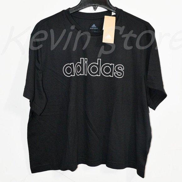 BLACK NWT Adidas Ladies' Logo Crop Tees - Picture 2 of 5
